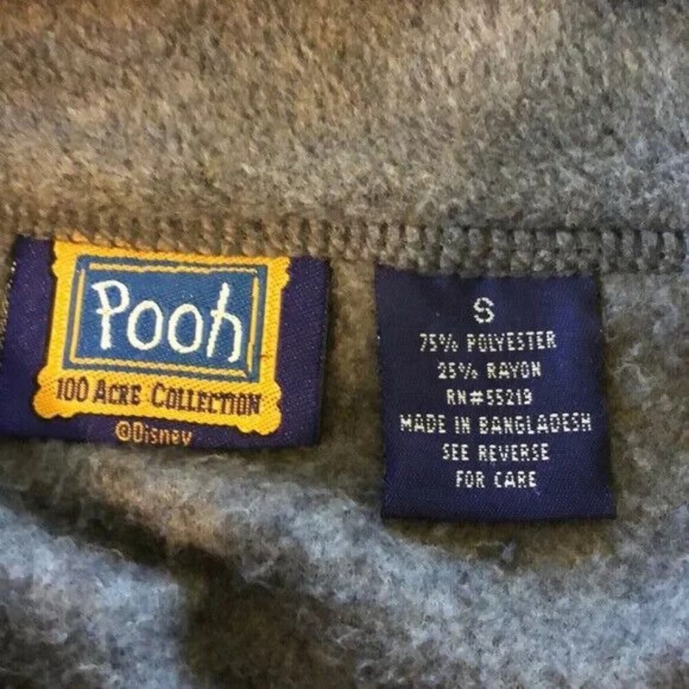 Disney Eeyore Pooh Gray Fleece Pullover 3/4 Zip Long Sleeve Small - Picture 6 of 6
